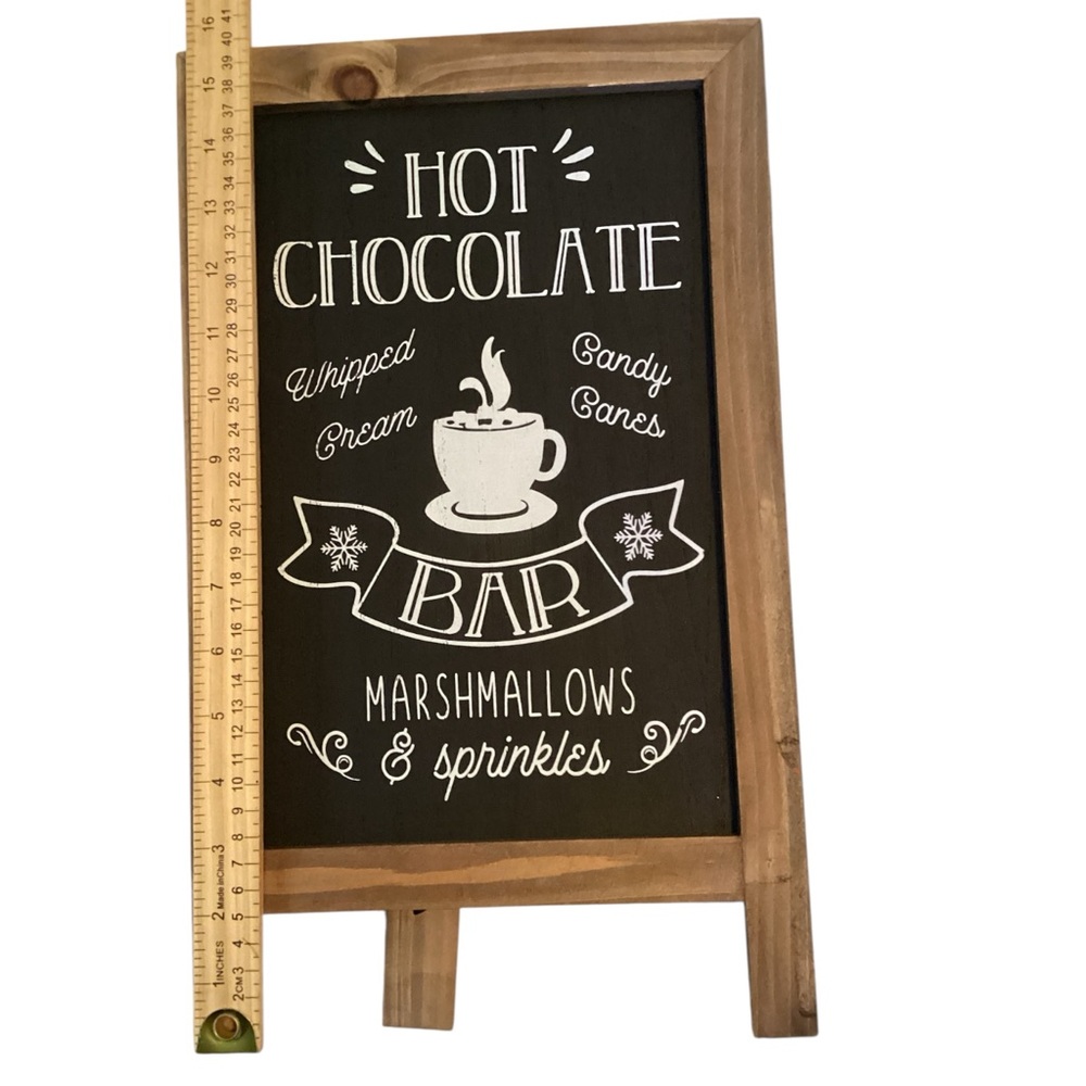 Rustic Wooden Hot Chocolate Bar Sign – Freestanding Chalkboard Style - Picture 5 of 7